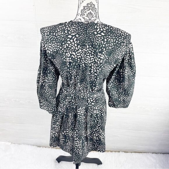 Sea New York Calla Dotted Print Belted Puff Sleeve Fit and Flare Dress - Picture 6 of 8